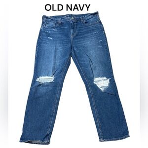 OLD NAVY distressed mid rise boyfriend jeans